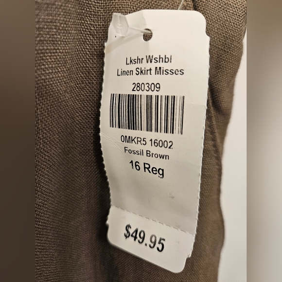 NWT - Linen L.L.Bean Fossil Brown Skirt - Size 16 Reg. - Picture 6 of 9